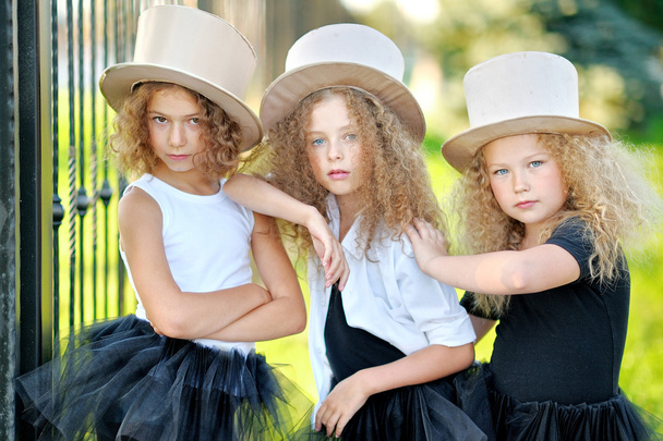 portrait of a three beautiful fashion little girls - Φωτογραφία, εικόνα