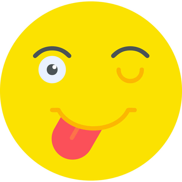 Sourire emoji avec langue lécher la bouche - Vecteur, image