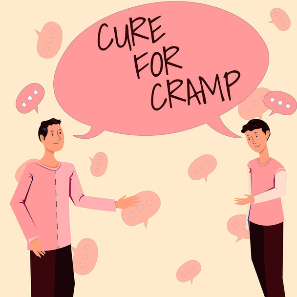Text sign showing Cure For Cramp, Business approach Medical treatment good care against some type of pains Multiple Heads Conttected Showing World Globe New Technology Ideas. - Photo, Image