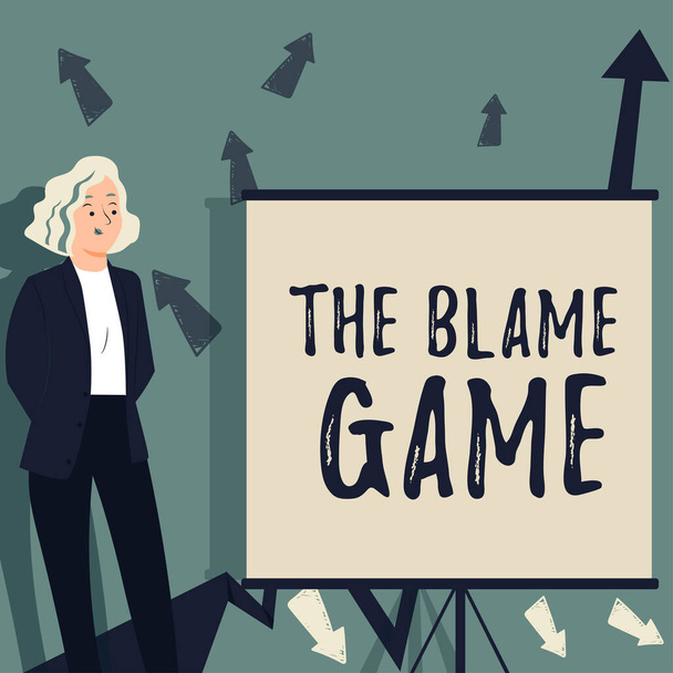 Inspirace ukazující znamení The Blame GameSituace, kdy se lidé snaží obviňovat jeden druhého, Koncept znamená situaci, kdy se snaží jeden druhého obviňovat - Fotografie, Obrázek