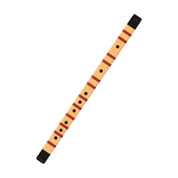 Traditional Chinese Instrument Flute - Dizi Isolated - Vector icon. - Vetor, Imagem