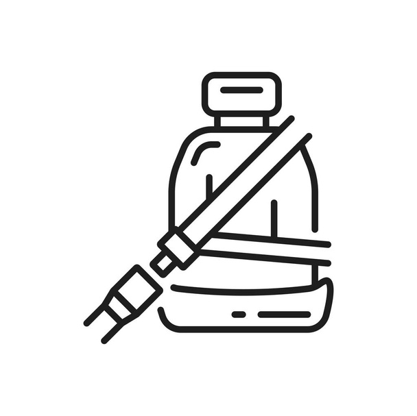 Car seat belt and driving safety thin line icon. Vehicle driver protection in accident or collision, automobile insurance risk and cover outline sign. Car traffic violation thin line vector icon - Vecteur, image