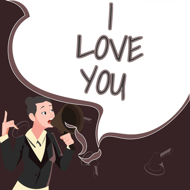 Inspiráló szöveg I Love You, Konceptuális fotó Kifejezése romantikus érzések valaki iránt Pozitív érzelem Körkörös és tér Gondolat Bubbles Show Social Media Messaging. - Fotó, kép