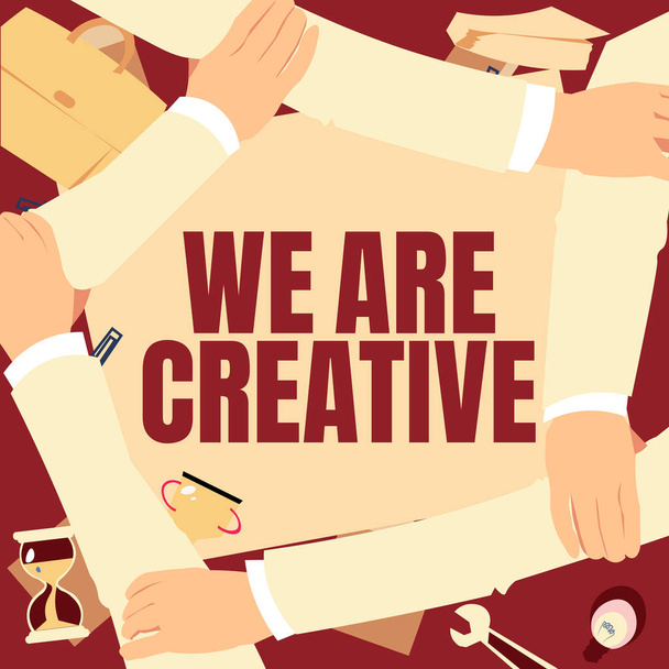 Conceptueel bijschrift We Are Creative, Word Written on Om veel creativiteit te hebben originele ideeën goed voor design - Foto, afbeelding