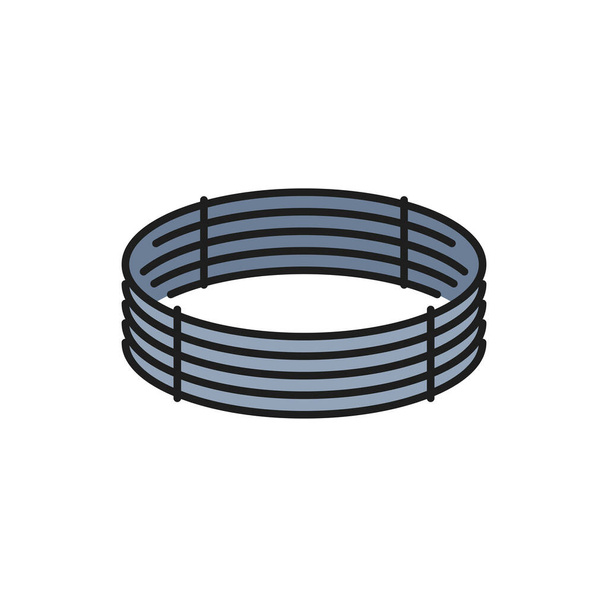 Round stainless steel wire isolated soft gauge outline icon. Vector steel or aluminium rolled metal wire, circled spring, rolled product - Διάνυσμα, εικόνα