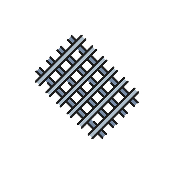 Stainless steel panel grid frame isolated checkered plate outline icon. Vector metalwork rolling product, sheet galvanized frame, checker plate sign - Διάνυσμα, εικόνα