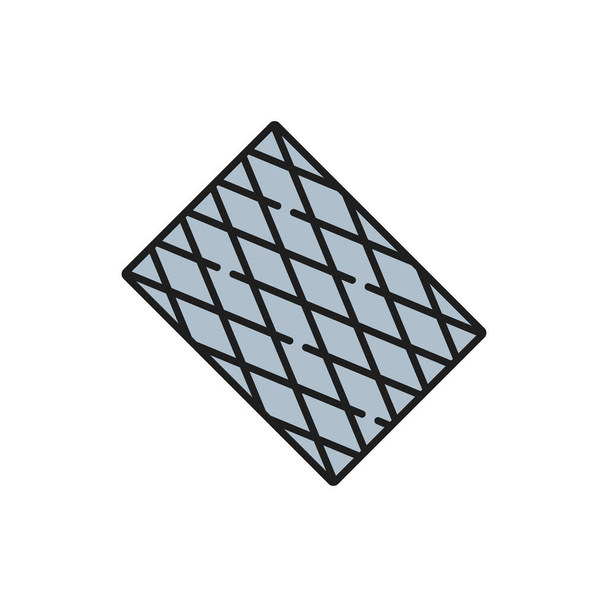 Stainless steel metal plate isolated aluminium expanded wire outline icon. Vector old metal grate, nature metal grid metalwork industrial sheet - Vetor, Imagem