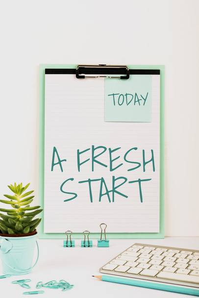 Text rukopisu A Fresh Start, Koncept znamená Nové začátky měnící směr a strategie pokračovat - Fotografie, Obrázek