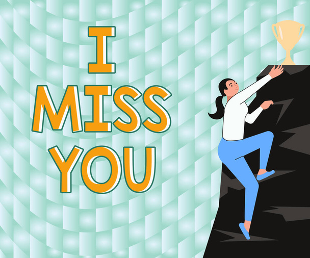 Text sign showing I Miss You, Business overview Feeling sad because you are not here anymore loving message Hexagon Shaped Thought Bubbles Showing Connecting People Through Internet. - Photo, Image