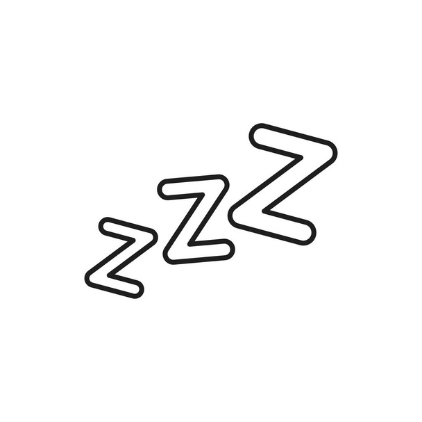 Sleeping, zzz or slumber sign, sleep sound letters isolated outline icon. Vector zzz text, sleeping, rest and bedtime and sleeptime thin line design element. Slumber symbol, hibernation and relax - Vector, Imagen