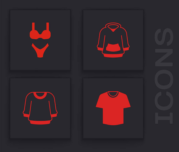 Set T-shirt Swimsuit Hoodie and Sweater icon. Vector. - Vektor, kép