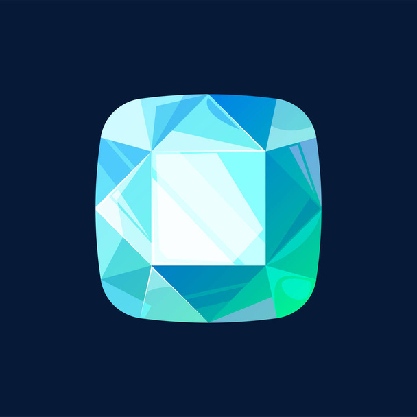 Blue magic crystal gem isolated angelite turquoise sodelite cartoon icon. Vector Jewel mineral stone, natural gemstone zircon. Apatite opal quartz glass. Ui game jewelry, precious gemology rock - Vektori, kuva