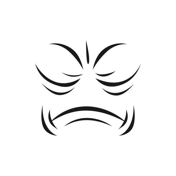 Cartoon sad face, vector unhappy or upset emoji, plaintive facial expression with closed eyes and mouth. Negative feelings, sadness emotion, isolated woeful character - Wektor, obraz