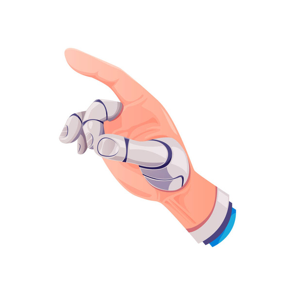 Robot arm touch, future technology and artificial intelligence, vector. Robot arm or hand touching with finger, AI cyber tech machine and android bot cyborg - Vecteur, image