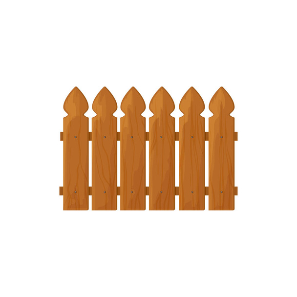 Fence country timber or rustic woods isolated farm garden design element. Vector rural house and cattle barrier, planks manor, cattle border. Rural ranch boundary. Exterior home defense privacy symbol - Vector, imagen
