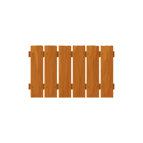 Old barrier at farm, cattle boundary of planks, rural village fence isolated cartoon icon. Vector picket of timbers, home defense and protection, country border, horse barrier, wooden fence at ranch - Vektor, Bild