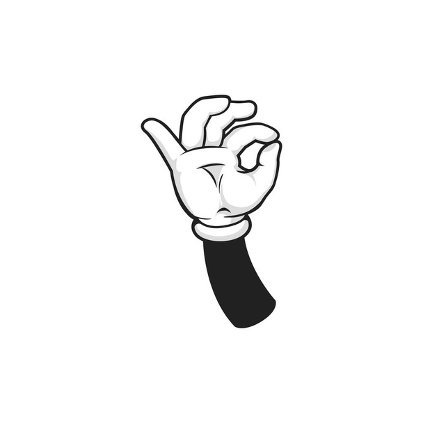 Human hand showing ok isolated gesture. Vector okay satisfaction or agreement, approval by fingers sign. Allright and well done, accept and excellent choice symbol. Best champion, success, good choice - Vector, imagen