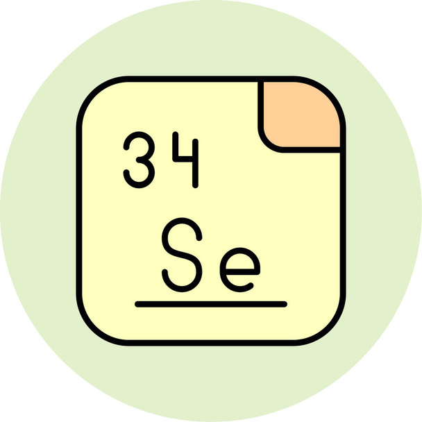 Селен является химическим элементом с символом Se и атомным номером 34. Является неметаллическим (реже считается металлоидом). Значок вектора - Вектор,изображение