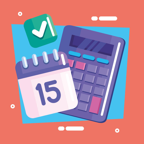calculator and calendar accounting icons - Vecteur, image