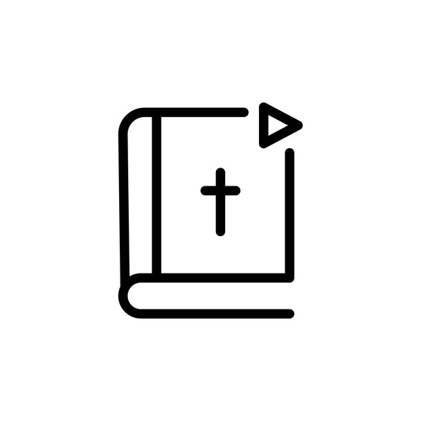 Online translation church service streaming video, christian book bible broadcasting media flat vector icon for apps and websites. - Vektor, Bild