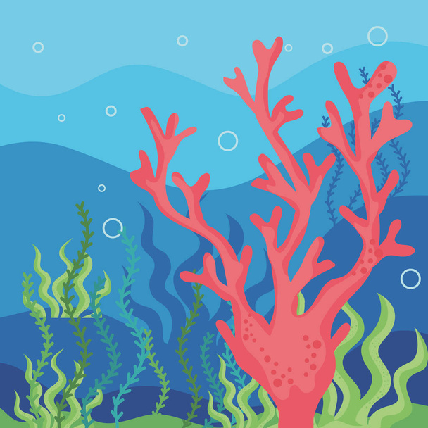 coral reef undersea nature scene - ベクター画像
