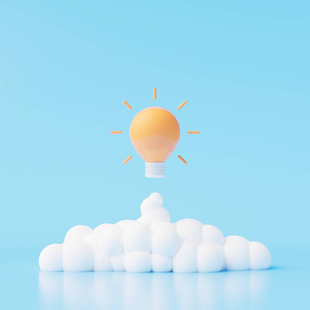 3d light bulb launch icon, brainstorm, smart thinking and creative idea concept. 3d illustration - Foto, afbeelding