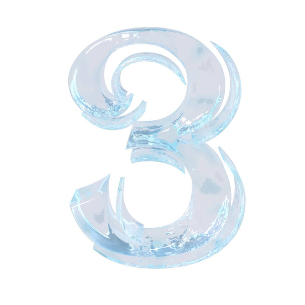 3d symbol made of ice. number 3 - Vektör, Görsel