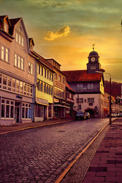 View of old town in Europe in beautiful evening light at sunset. Germany. - Fotoğraf, Görsel