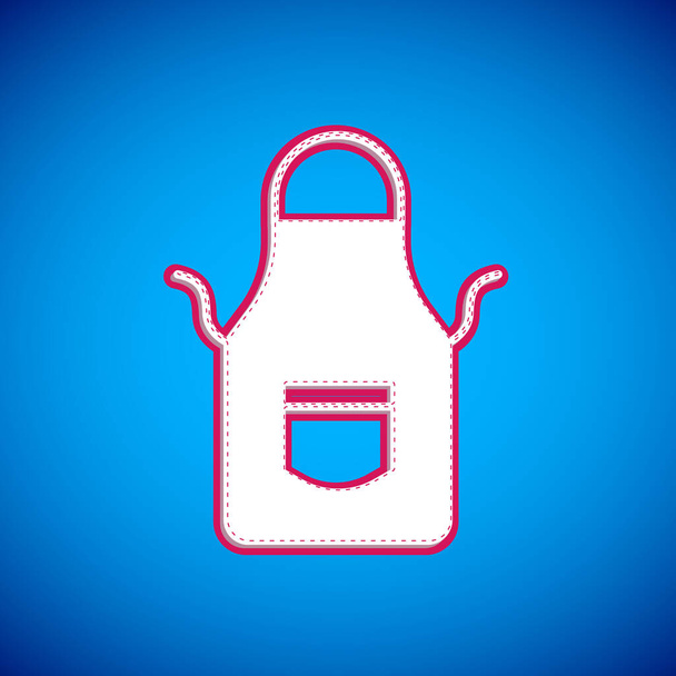 White Blacksmith apron icon isolated on blue background. Protective clothing and tool worker. Vector. - Vector, Image