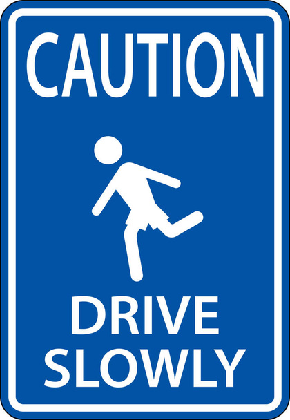 Caution Drive Slowly sign On White Background - Vector, imagen