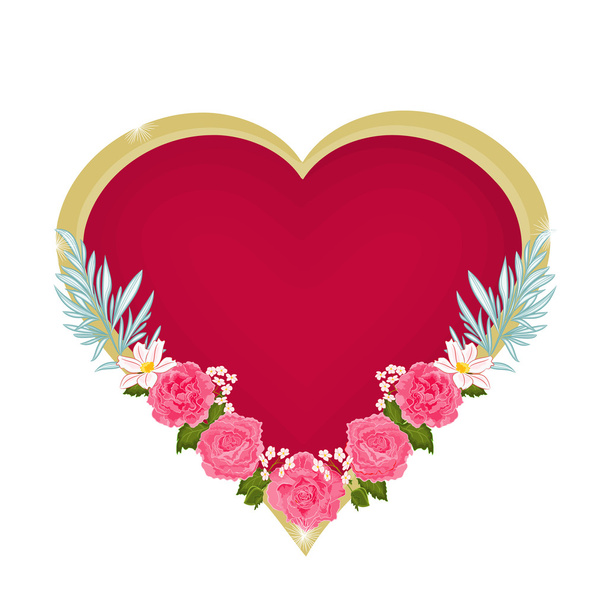Valentines day hearts and pink roses vector - Vector, Image