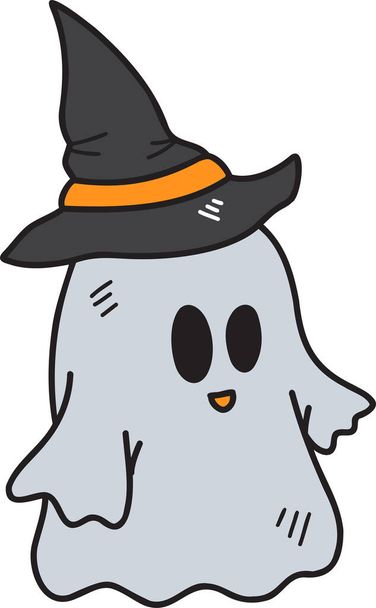Ручной рисунок милый призрак Хэллоуин иллюстрация на прозрачном фоне - Фото, изображение