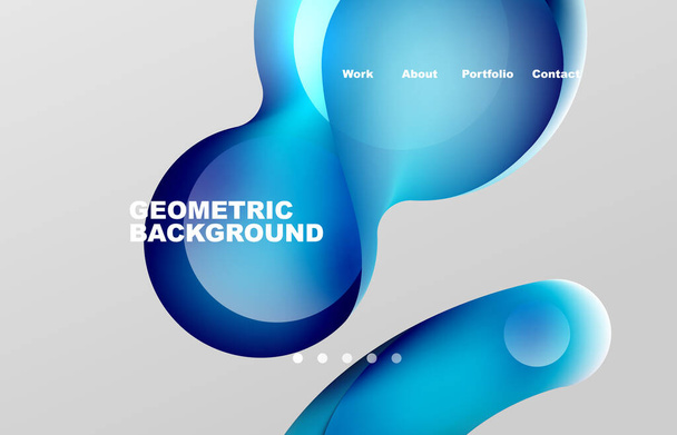 Landing page abstract liquid background. Flowing shapes, round design and circle. Web page for website or mobile app wallpaper - ベクター画像