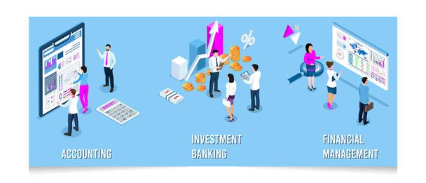 3d isometric Set of Financial management with diagrams, graphs, financial analytic and Business Infographic elements. Vector illustration eps10 - Vector, afbeelding