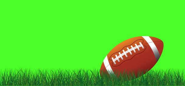 Green screen chromakey, American football on green grass field. Sport team game cup. Rugby ball day. Funny super bowl weekend party. USA, sport finale, school games or on street. Movie, vidio, formaat. - Vetor, Imagem