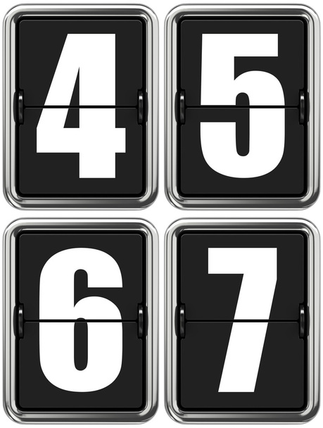 Digits 4, 5, 6, 7 on Mechanical Scoreboard. - Photo, Image