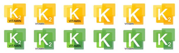 Set vitamin k icons. Collection K2 production symbols. Vector signs. - Vektori, kuva