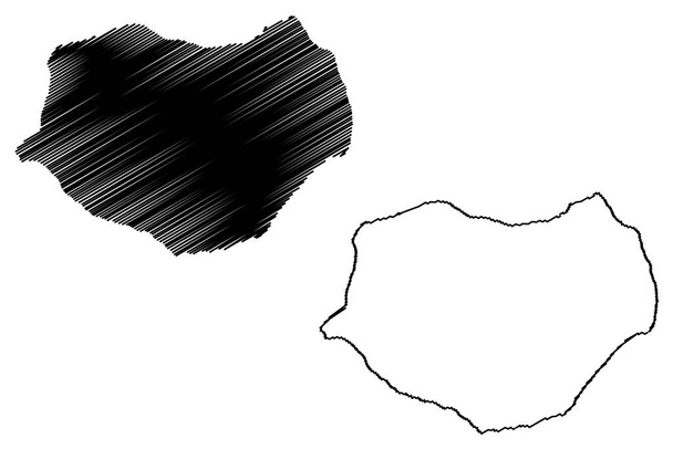 Mona island (Commonwealth of Puerto Rico, Puerto Rican archipelago, Central America, Caribbean islands) χάρτης διανυσματική απεικόνιση, scribble sketch Isla de Mona χάρτης - Διάνυσμα, εικόνα