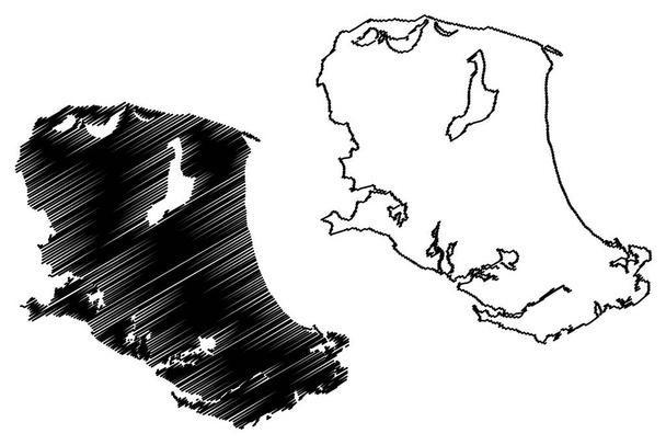 Île de North Caicos (îles Turks et Caicos, Amérique centrale, îles des Caraïbes, Territoire britannique d'outre-mer) illustration vectorielle de la carte, croquis à griffonner carte - Vecteur, image