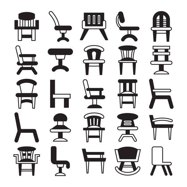 chair and sofa icons vector set - Vektör, Görsel