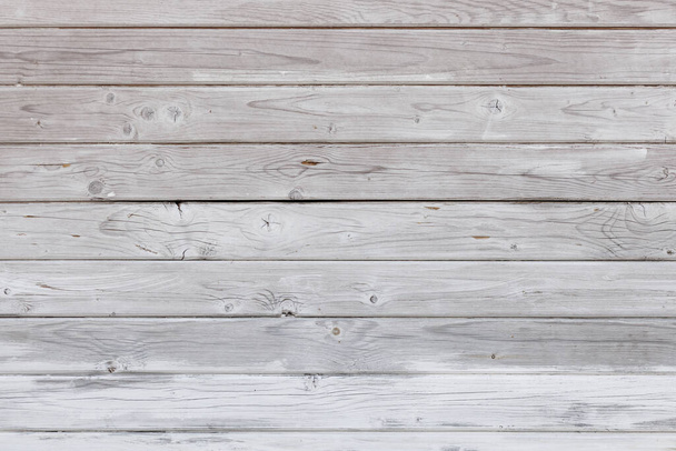 weathered white painted wooden planks board - flat full-frame background and texture with horizontal structure - Foto, afbeelding
