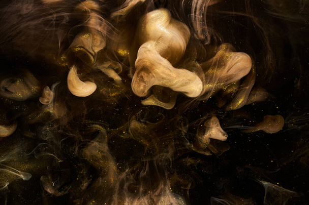 Liquid fluid art abstract background. Dark multicolored smoke dancing acrylic paints underwater, space ocean, universe explosion - Fotoğraf, Görsel