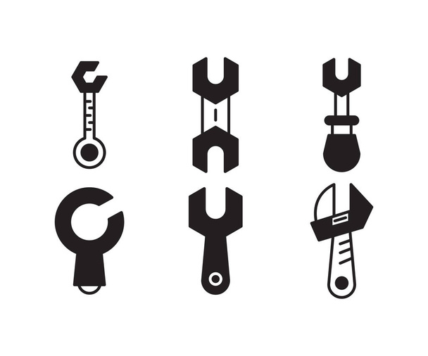 wrench and spanner icons set vector - ベクター画像