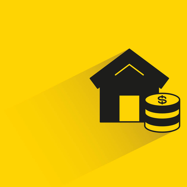 casa e denaro per il concetto di mutuo per la casa su sfondo giallo - Vettoriali, immagini