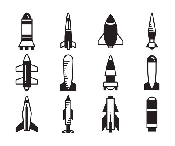 torpedo missile icons vector set - Vector, Image