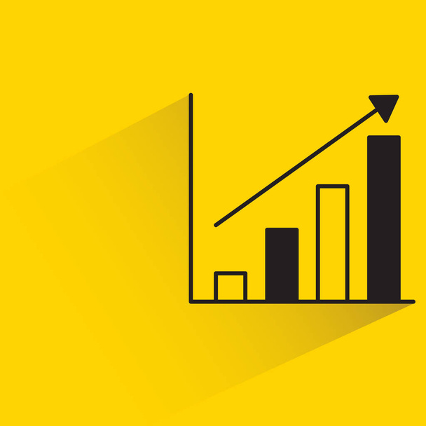 Balkendiagramm Trendanalyse Schlagschatten auf gelbem Hintergrund - Vektor, Bild
