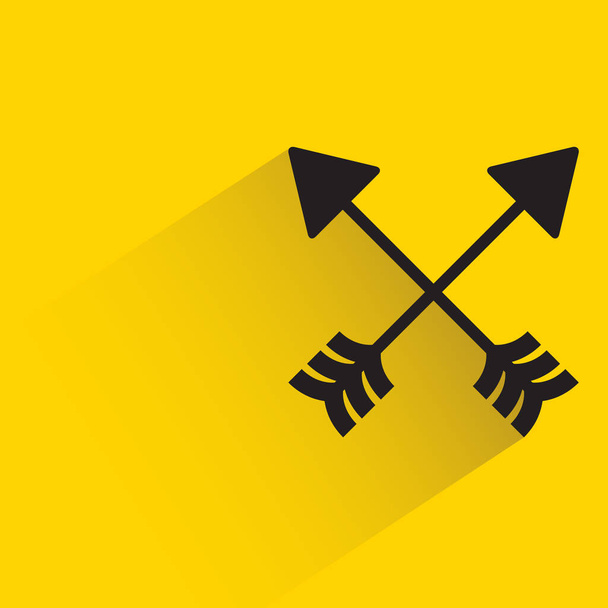 crossed hunting arrows with shadow on yellow background - Vektor, obrázek