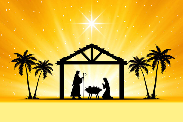 Sarı Noel İsa 'nın doğuş sahnesi - Fotoğraf, Görsel