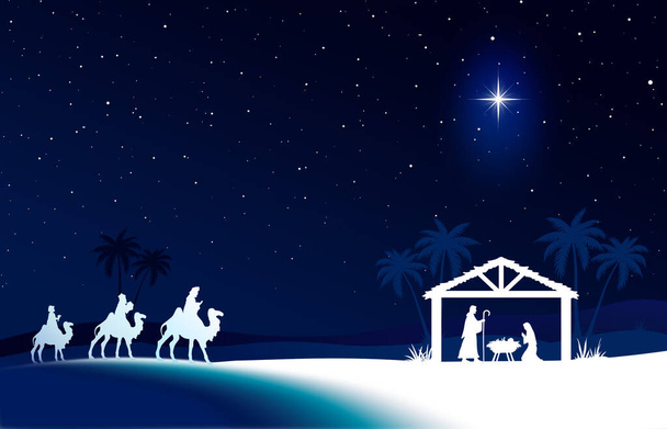 青｜クリスマス・ネイティブ・シーンの背景 - 写真・画像