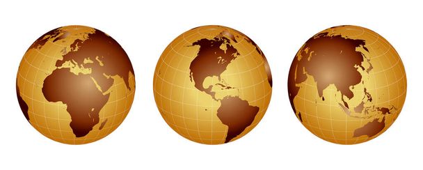 set of globe grid earth planet or sphere wire frame isolated. eps vector - Vetor, Imagem